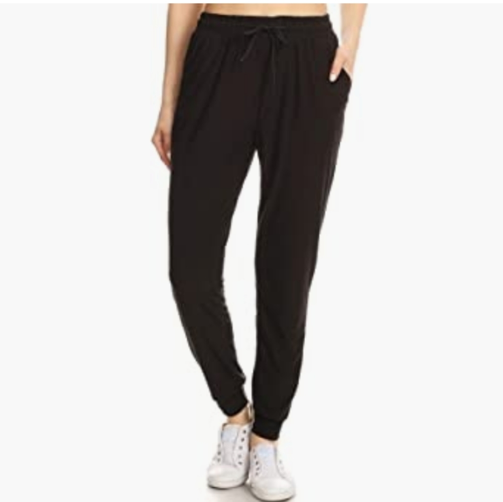 Leggings Depot Black Joggers Women's Size Medium Workout Lounge Relax Active - Picture 9 of 9